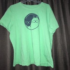 Life is Good XXXL green cats T-shirt